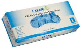 Clean Safety -  8 mil. Nitrile Powder-Free Exam Gloves - Box