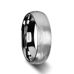 COCO Domed Tungsten Carbide Ring With Wire Brushed Finish Style 6mm & 8mm