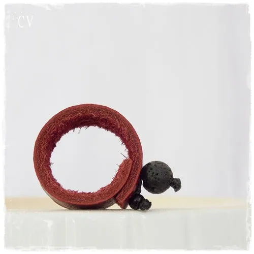 Contemporary Lava Leather Ring