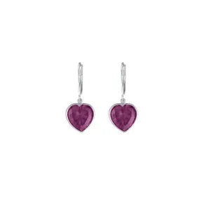 Created Pink Sapphire Heart Earrings in Sterling Silver