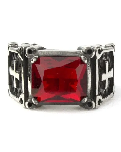 CRYSTAL CROSS STEEL RING