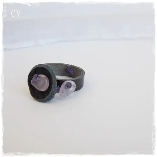 Crystal Stone Leather Ring