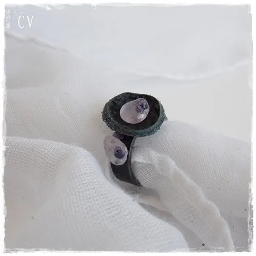 Crystal Stone Leather Ring