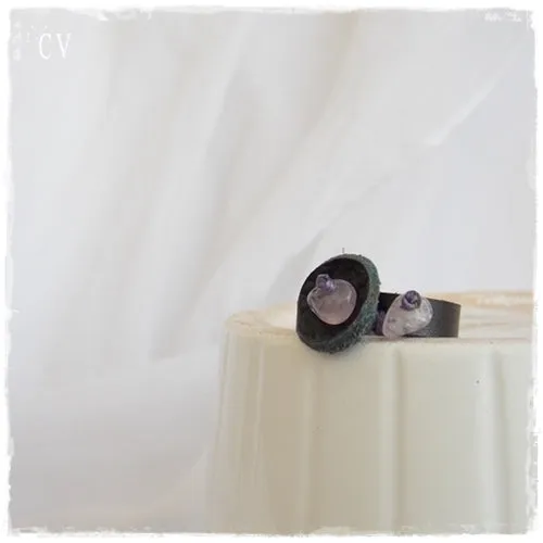 Crystal Stone Leather Ring