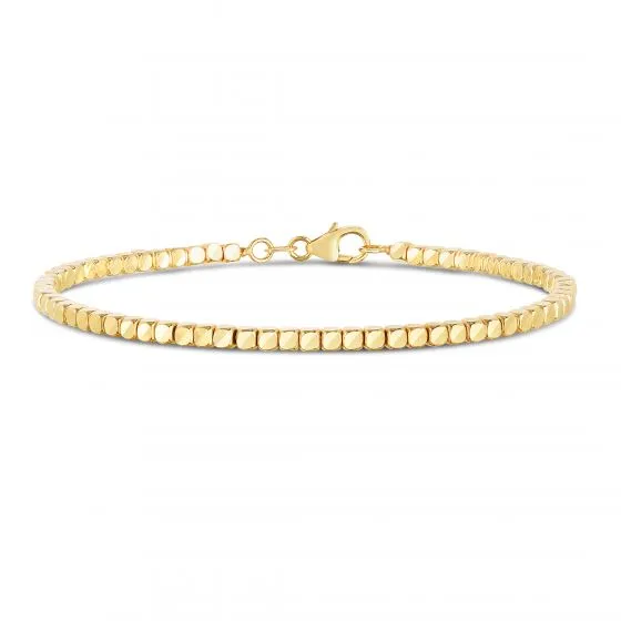 Cube Bangle Bracelet in 14K Yellow Gold