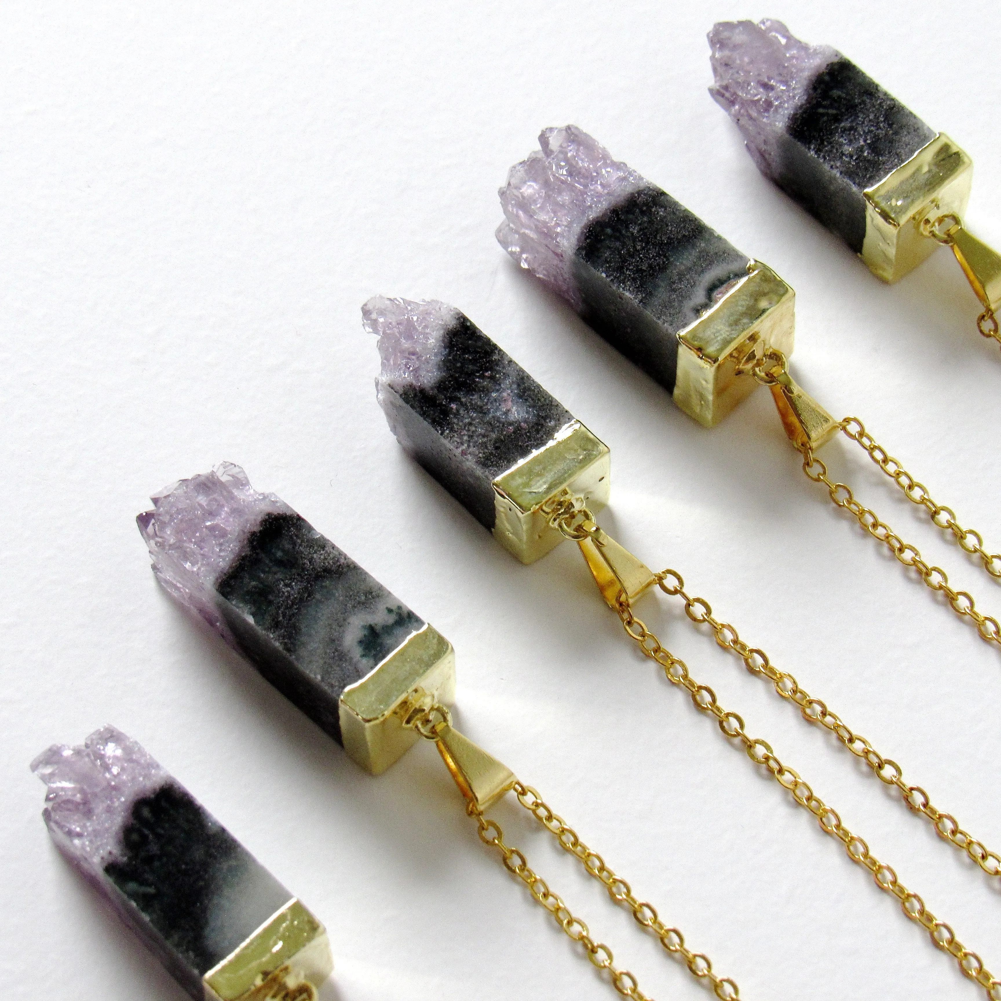 Cubical Amethyst Necklaces