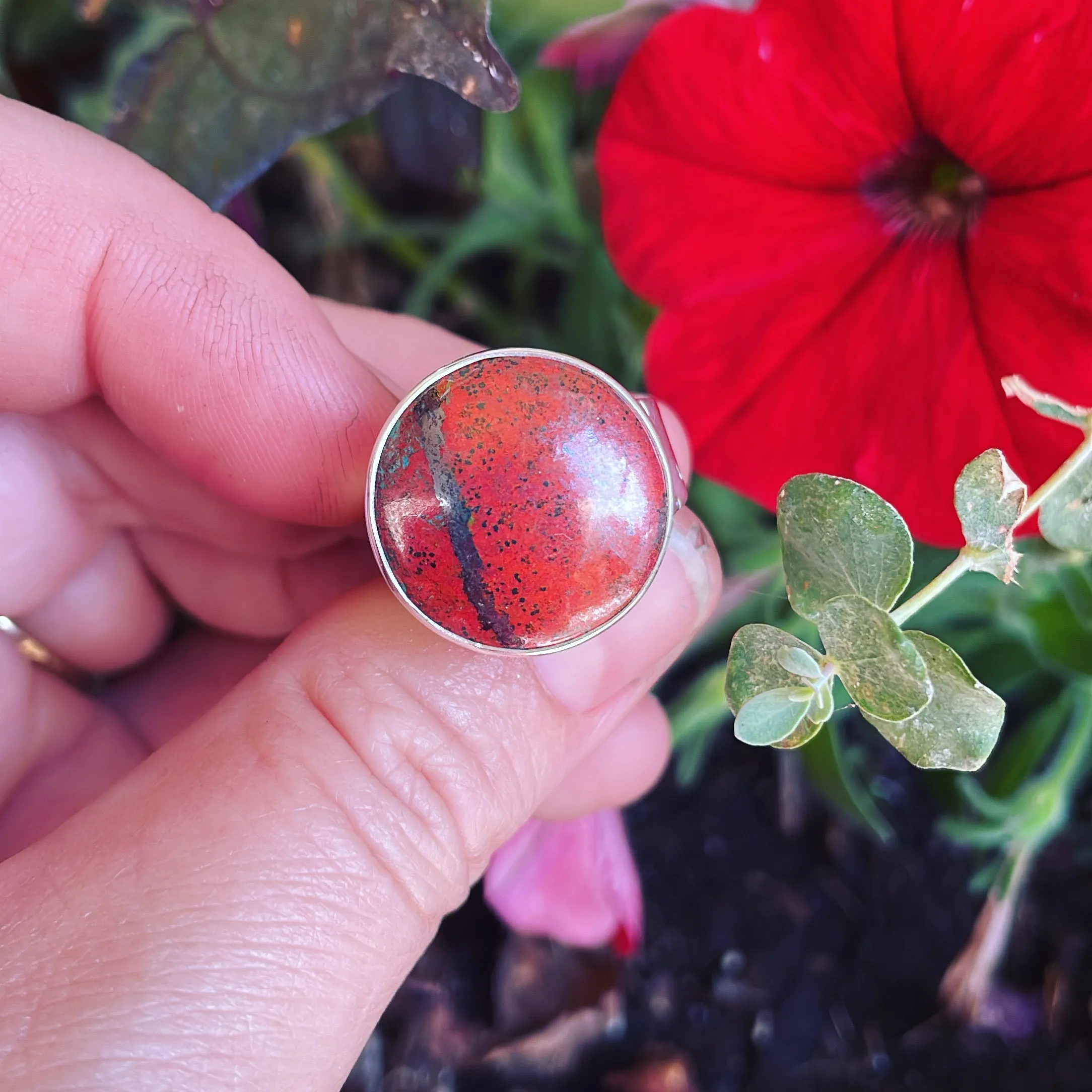 Cuprite and Sterling Silver RIng