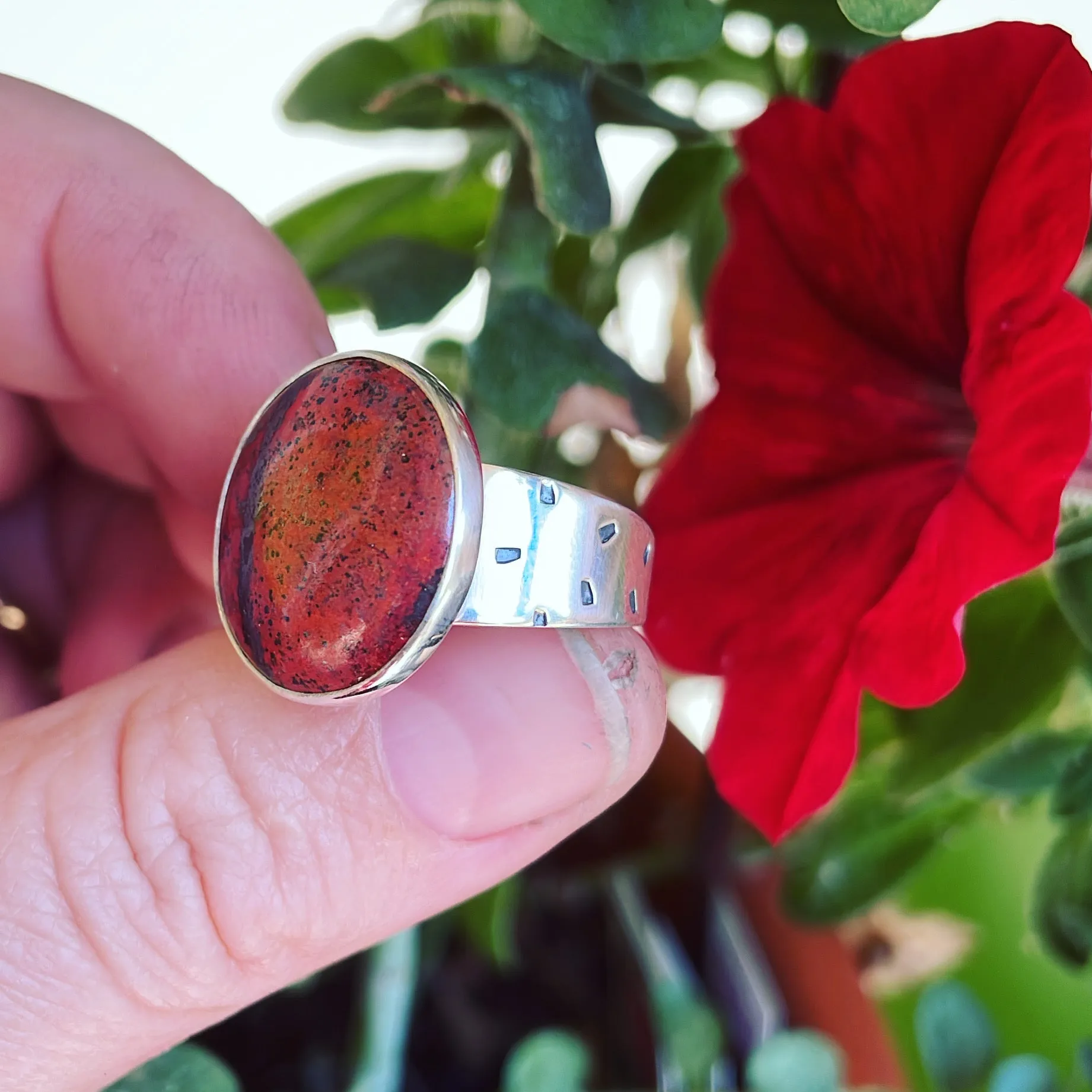 Cuprite and Sterling Silver RIng