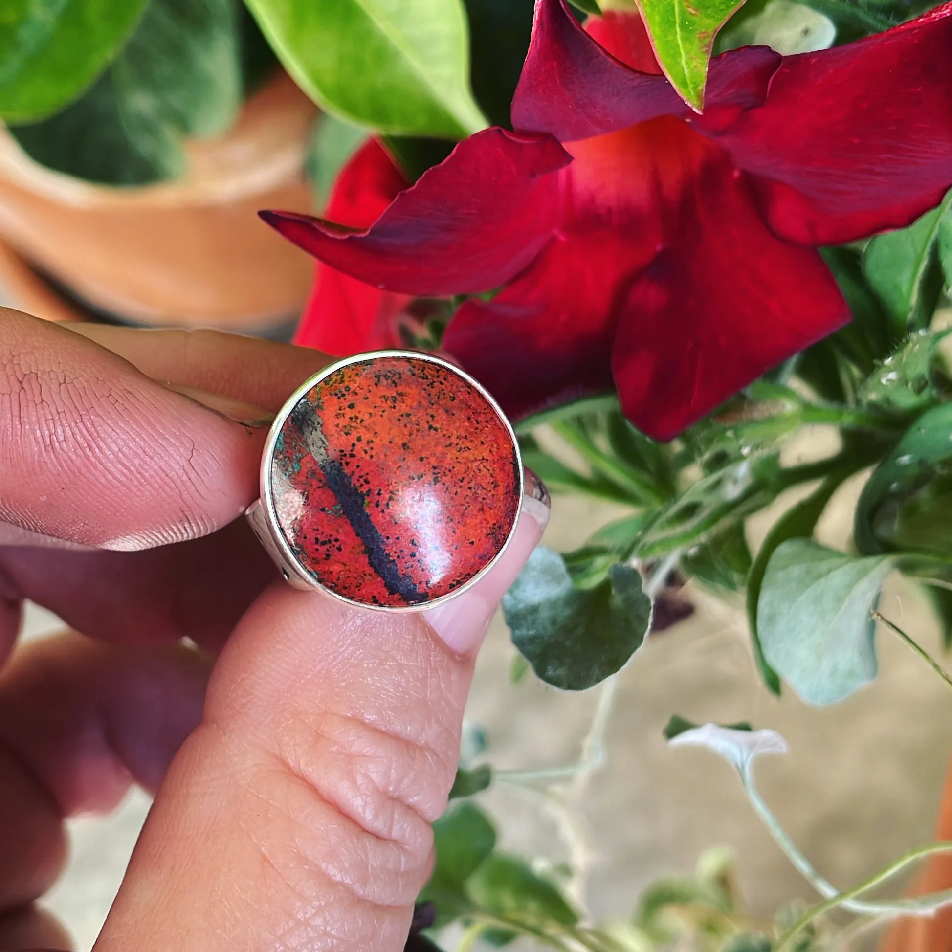 Cuprite and Sterling Silver RIng