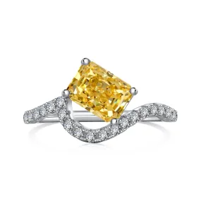 Curved Contour 2 Carat Canary Yellow Radiant Cut Engagement Ring