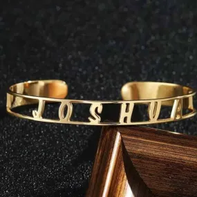 Custom Name Bangle, Personalized Name Bracelet, Customize Your Bracelet, Custom Any Name, Bracelet, Name Gift Jewelry - Gold Silver Rose