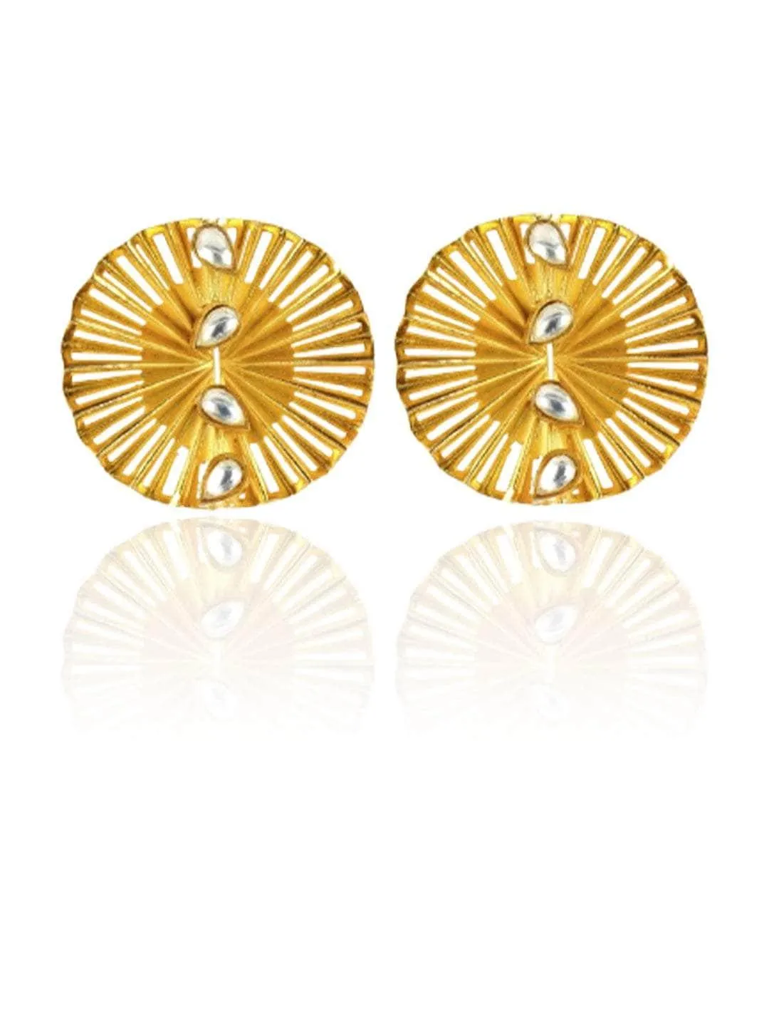 Cut Disc Gold Stud Earring