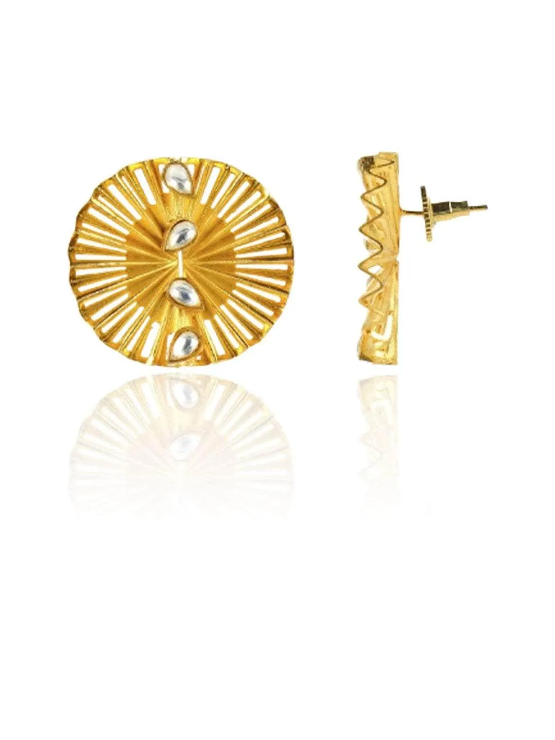 Cut Disc Gold Stud Earring