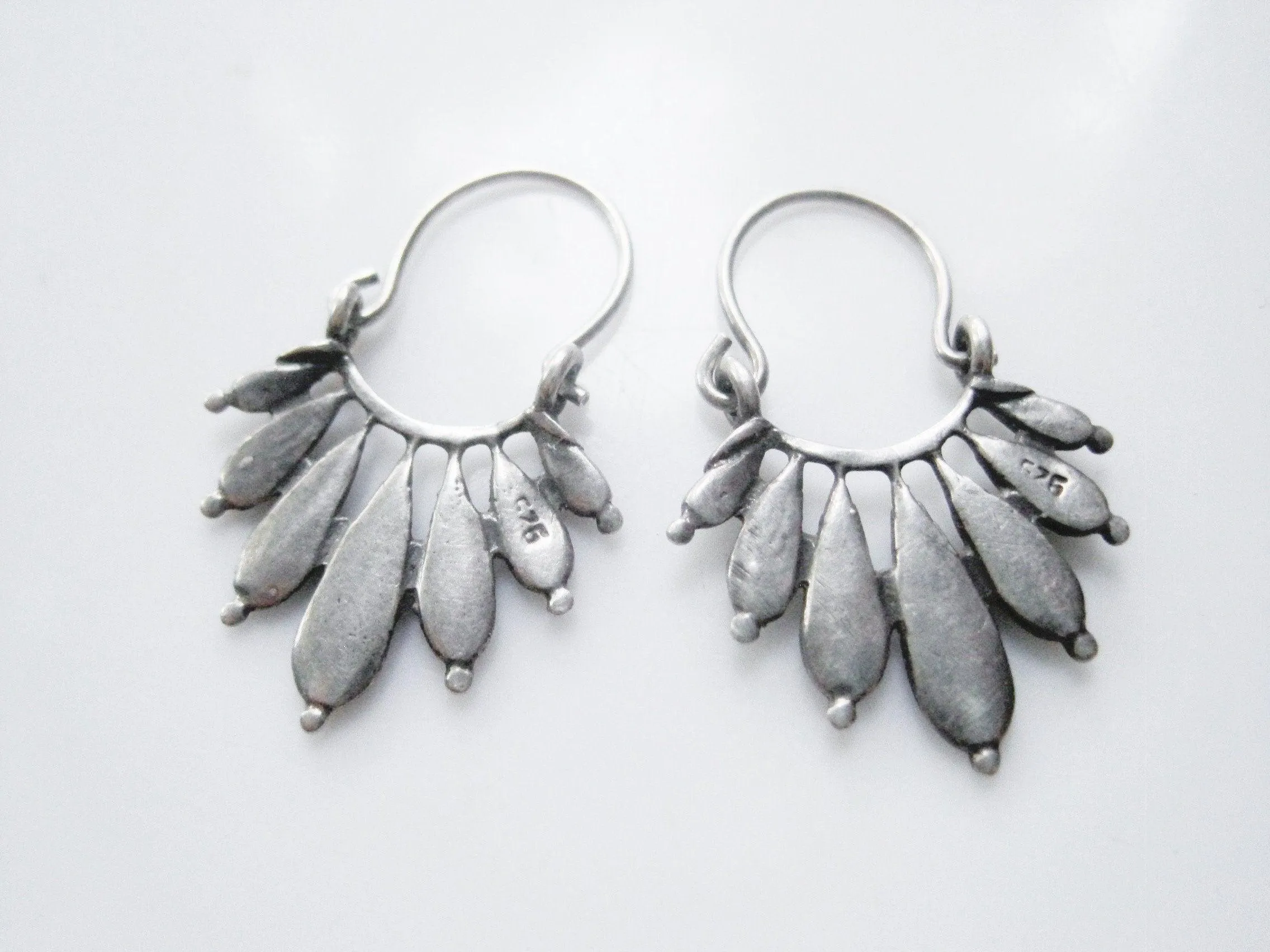 Cute Sterling Silver Small Tribal Hoop Earrings