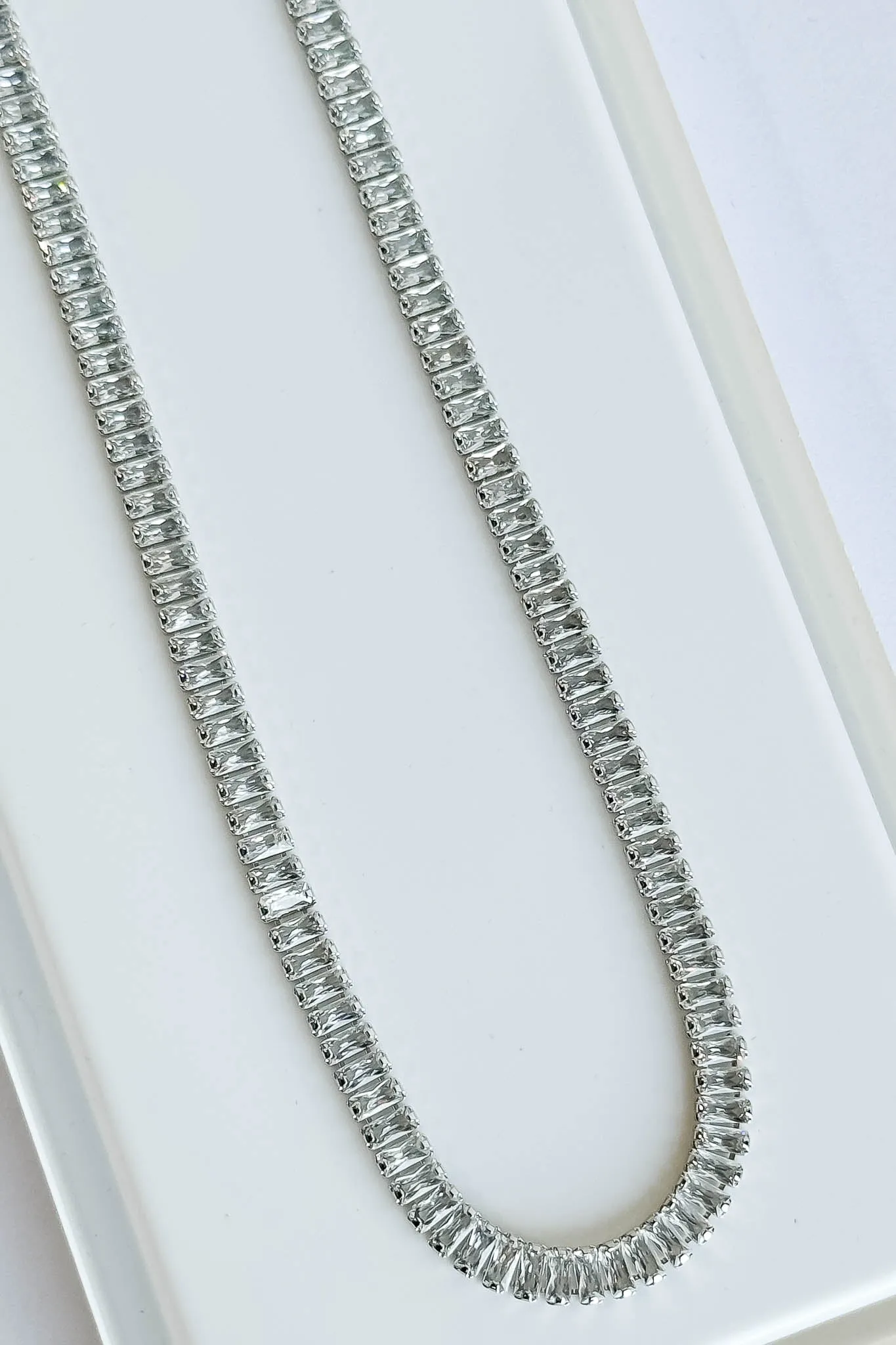 CZ Silver  Tennis Chain Necklace