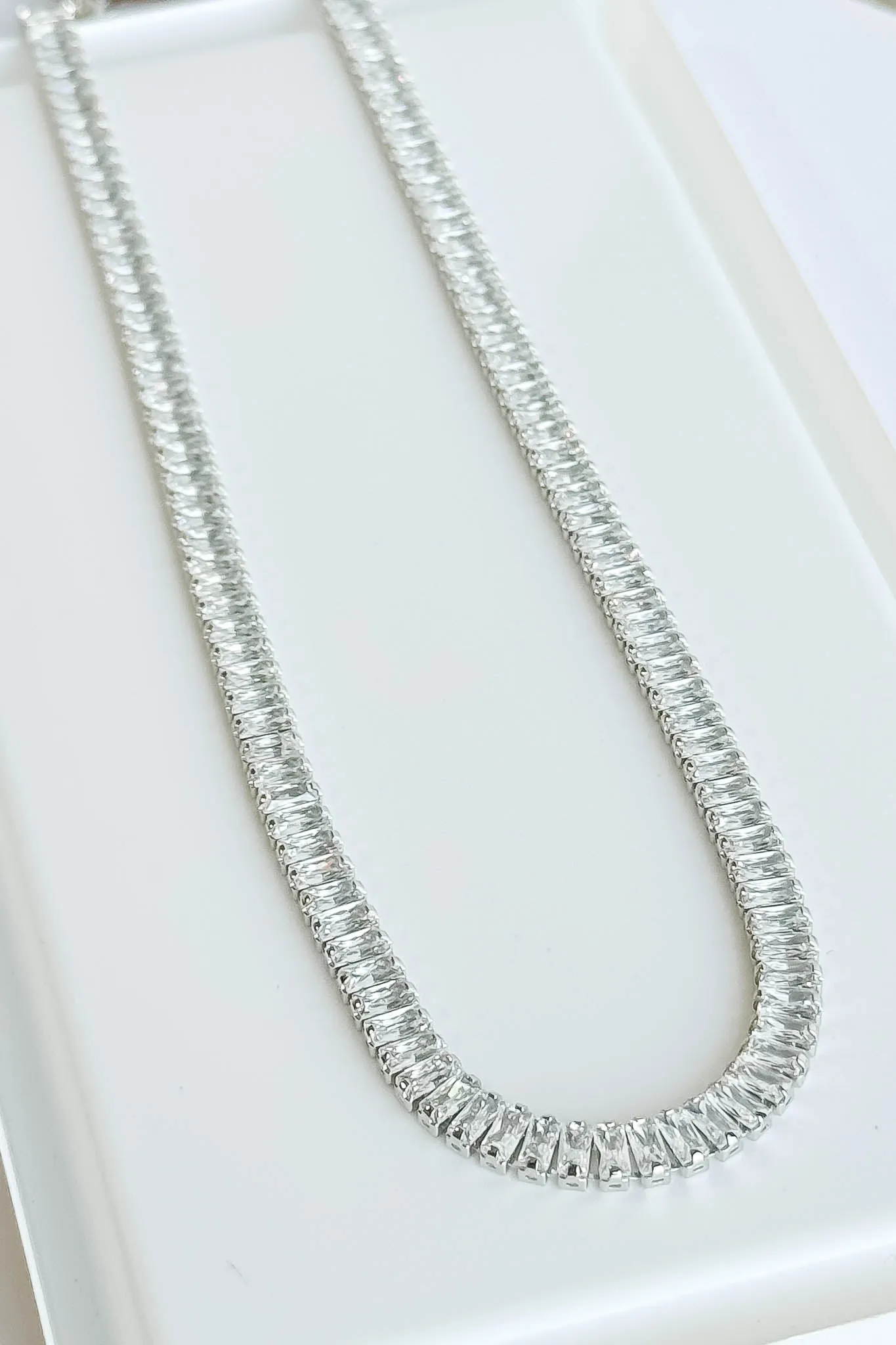 CZ Silver  Tennis Chain Necklace