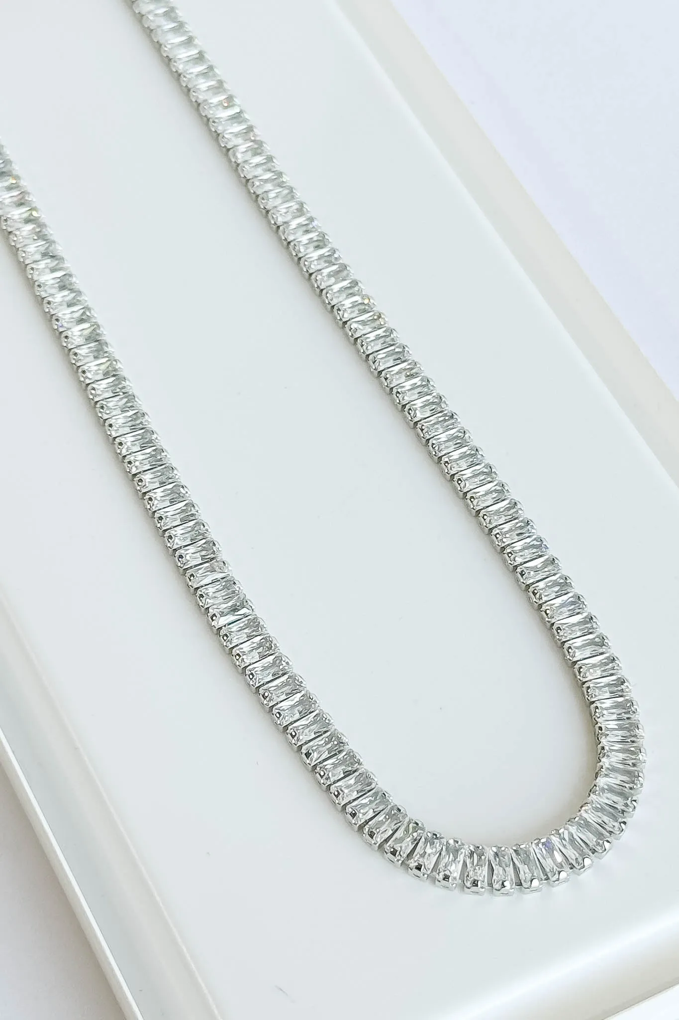 CZ Silver  Tennis Chain Necklace