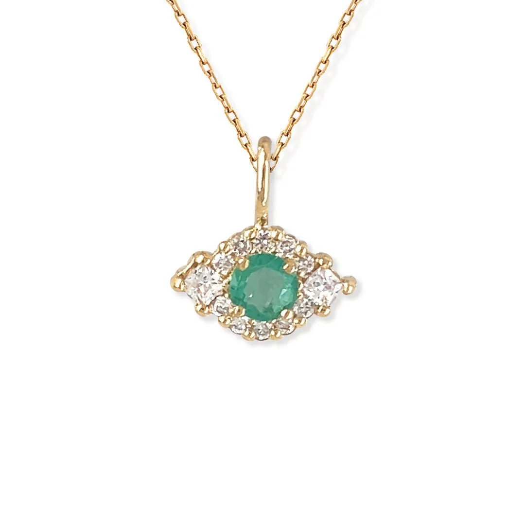 Diamond & Emerald Eye Necklace