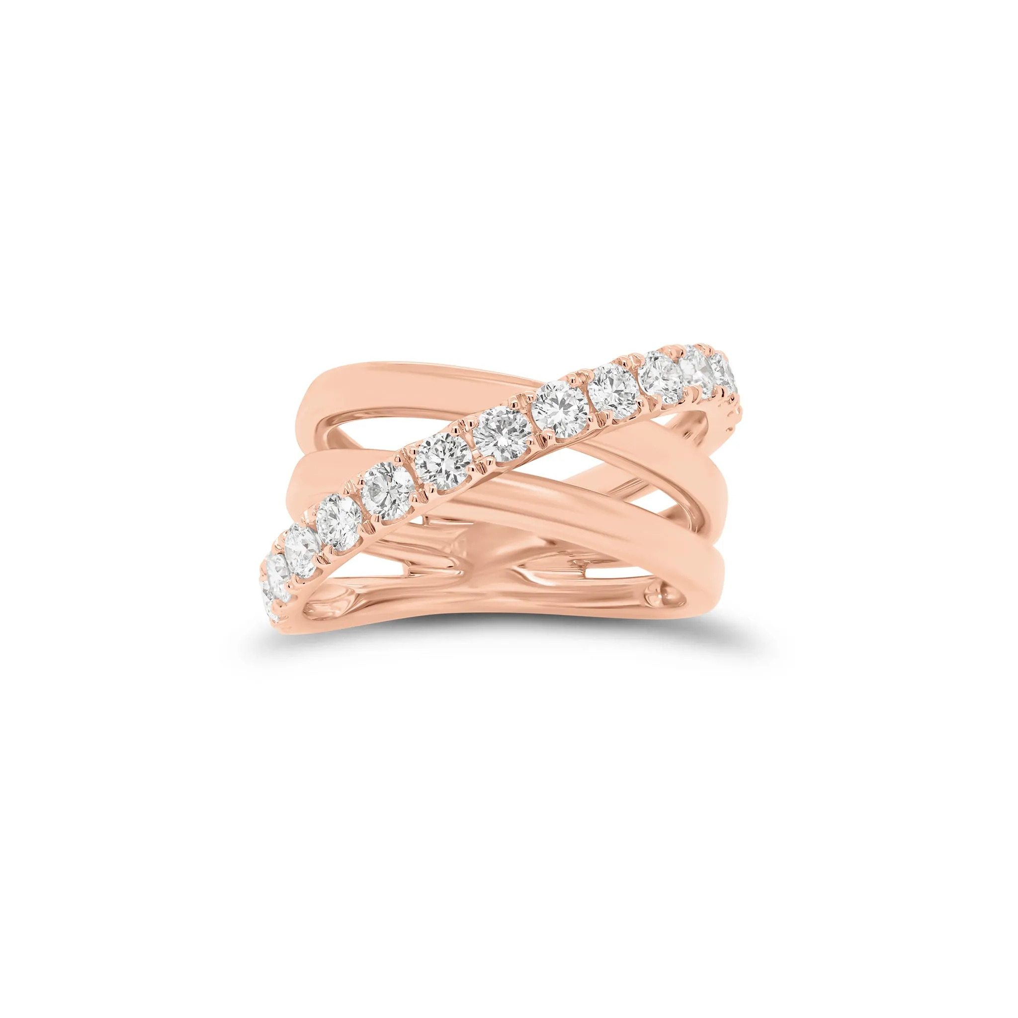 Diamond & Gold Multi-Band Crossover Ring