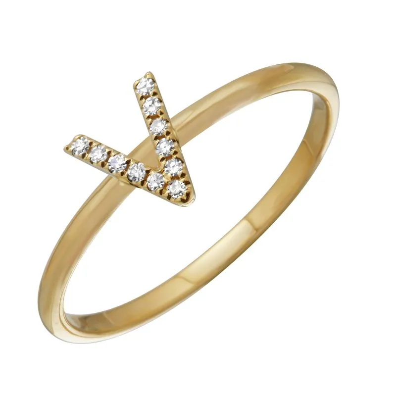 Diamond Initial Thin Band Ring