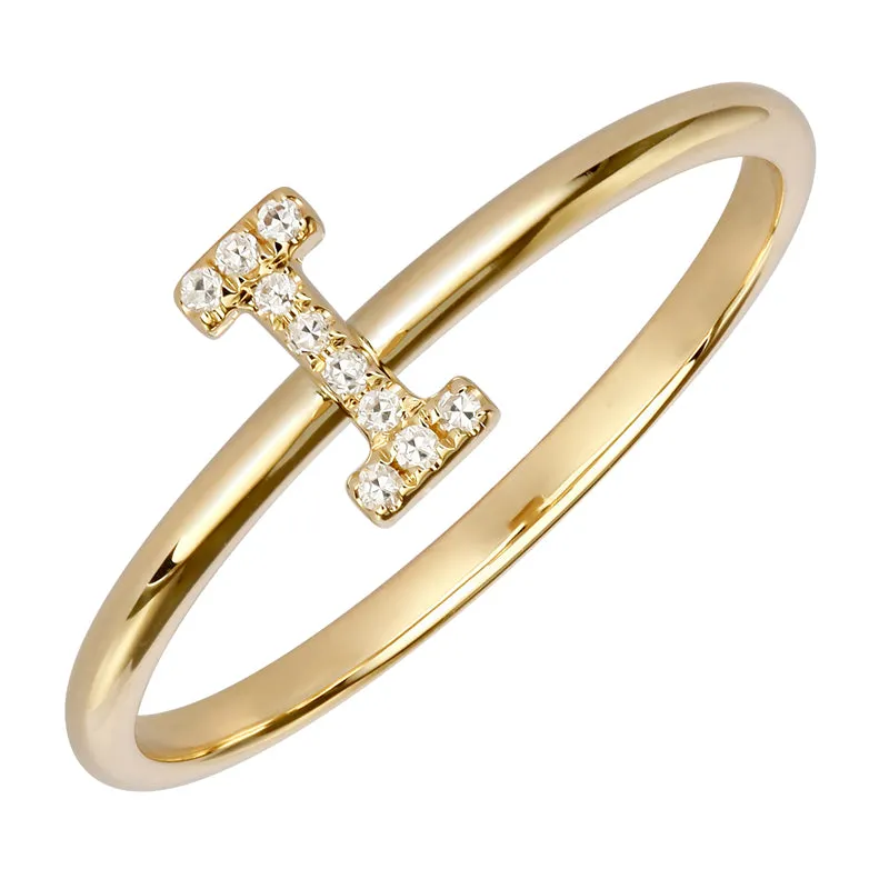 Diamond Initial Thin Band Ring