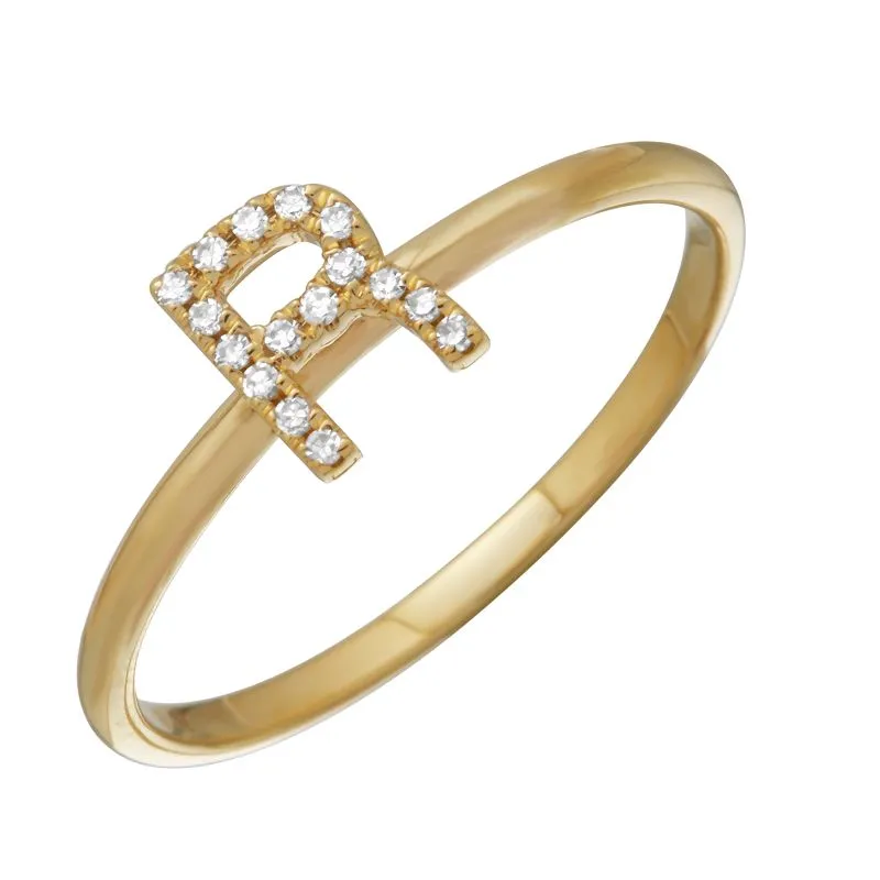 Diamond Initial Thin Band Ring