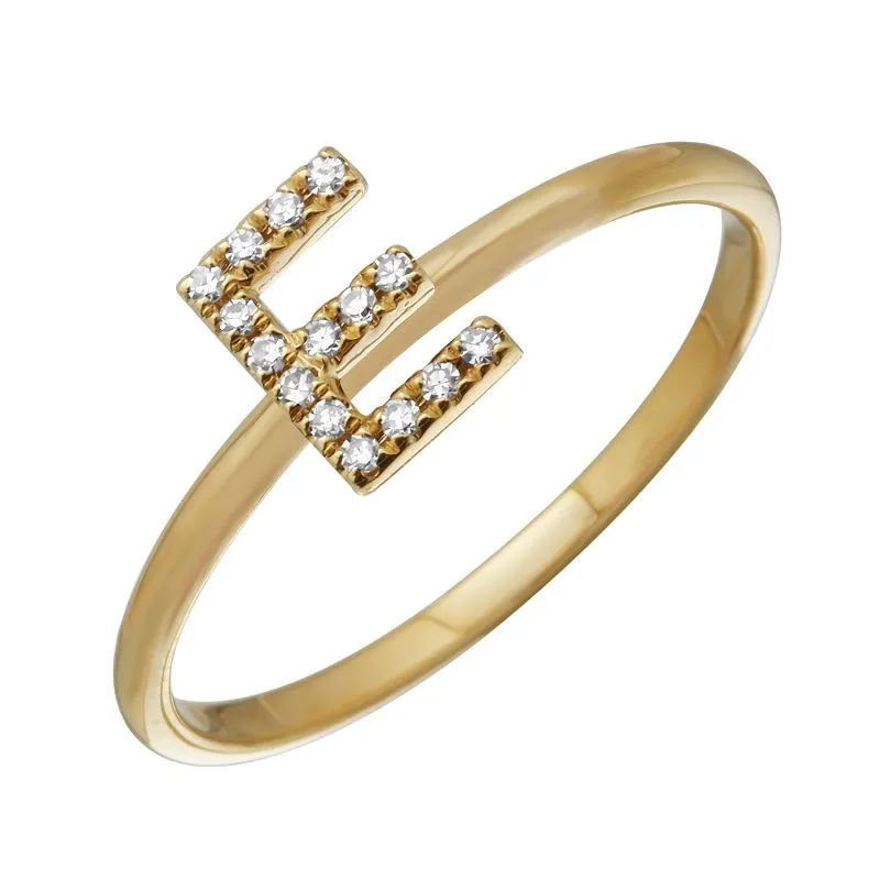 Diamond Initial Thin Band Ring