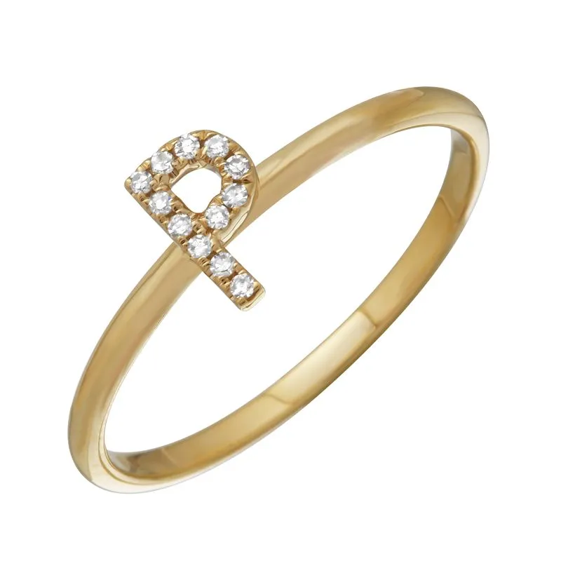 Diamond Initial Thin Band Ring