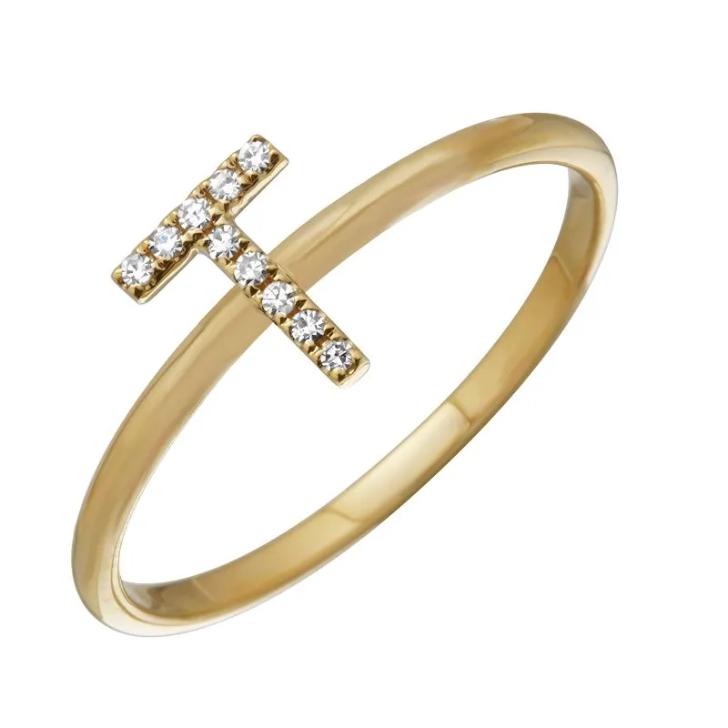 Diamond Initial Thin Band Ring