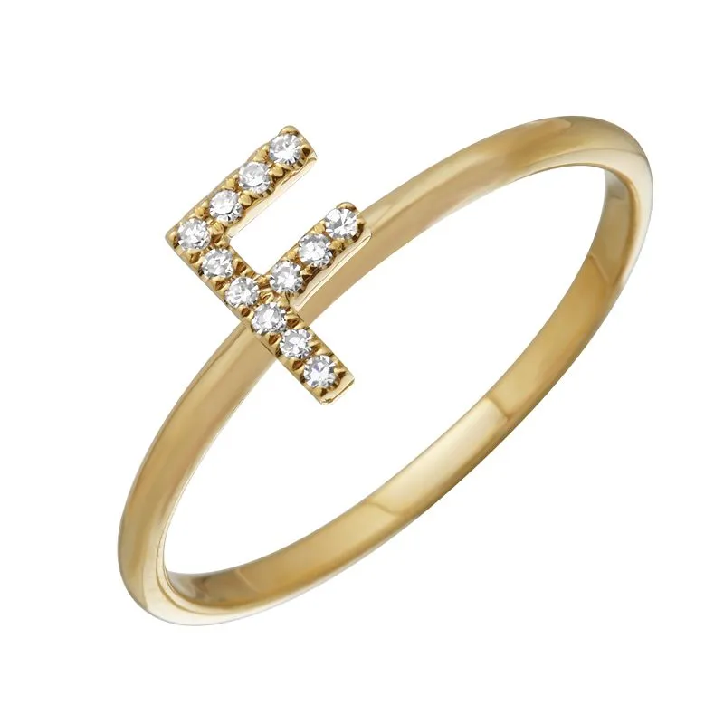 Diamond Initial Thin Band Ring