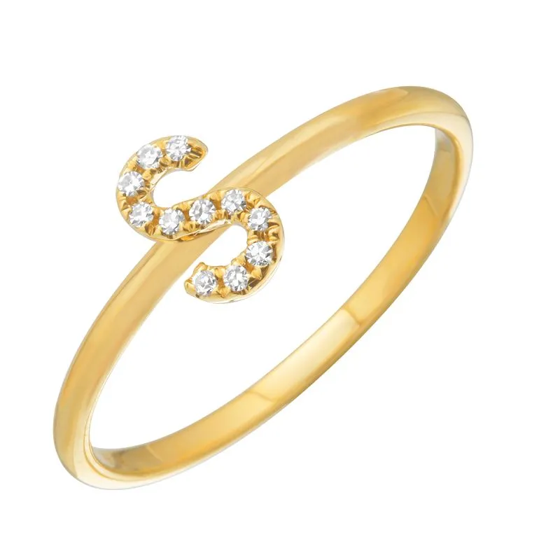 Diamond Initial Thin Band Ring