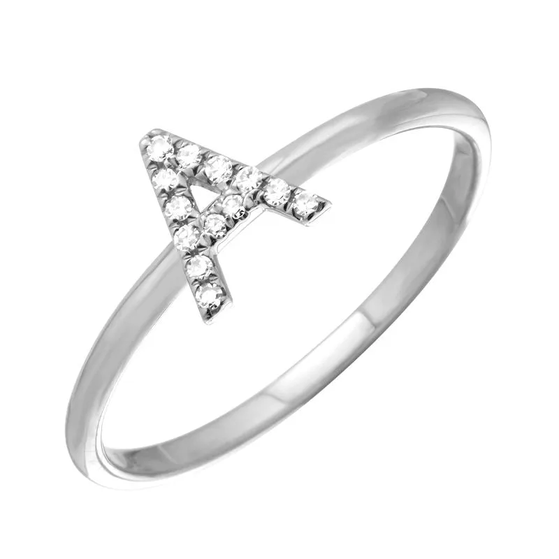 Diamond Initial Thin Band Ring