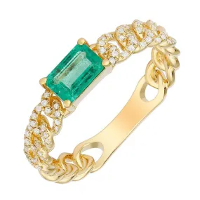 Diamond Link Gemstone Ring Emerald