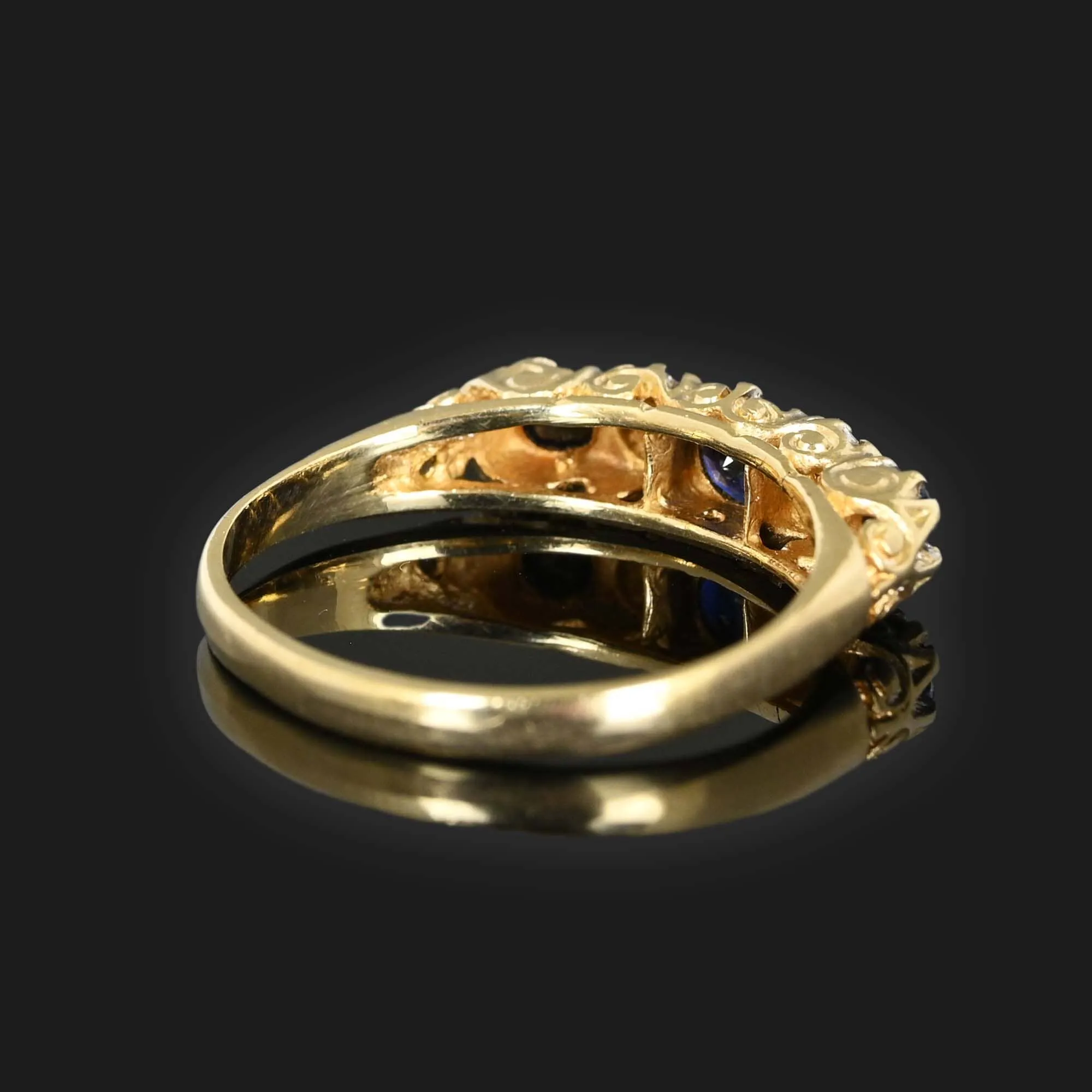 Diamond Sapphire Victorian Style Band Ring in Gold