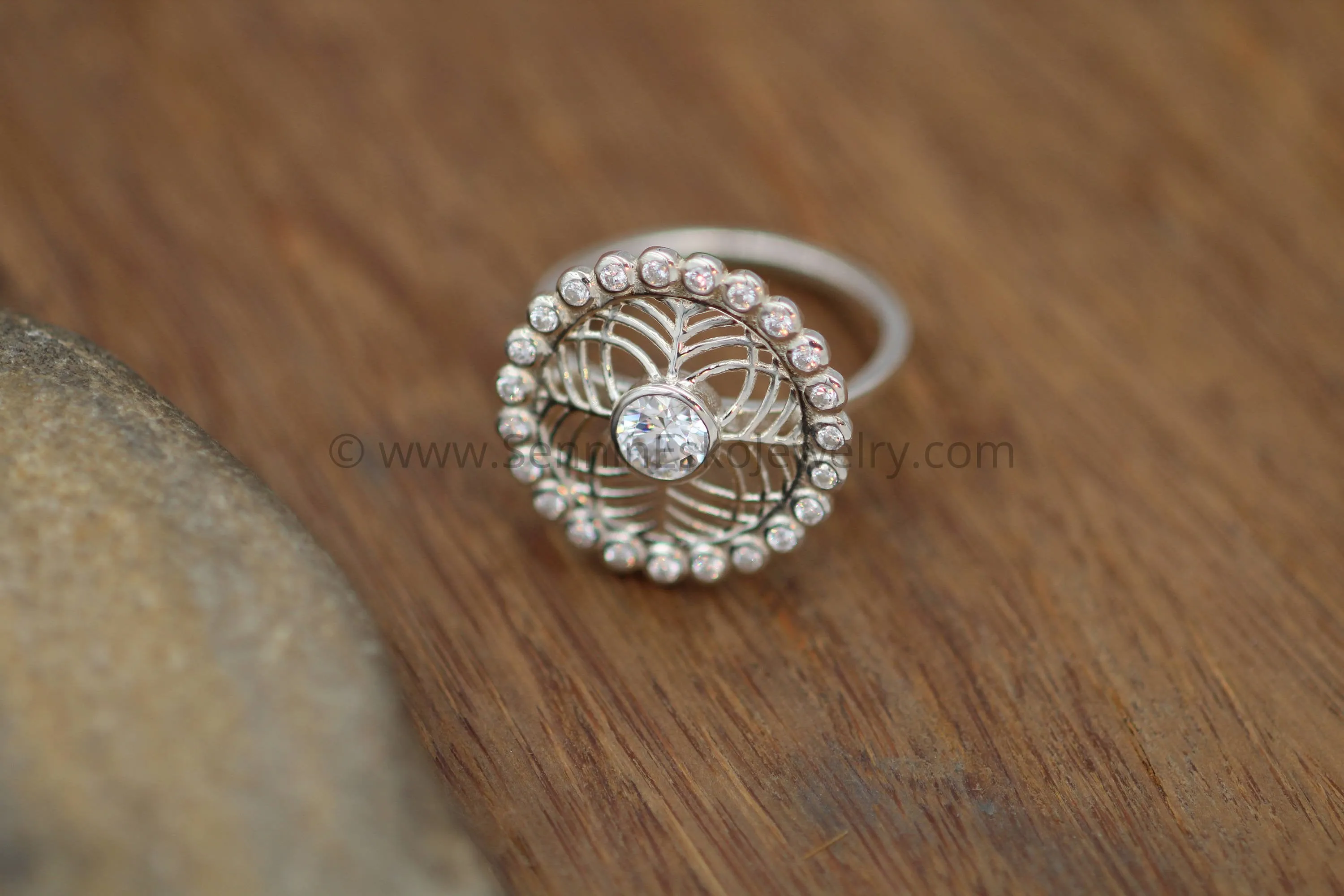 Diamond Snowflake Filigree Engagement Ring