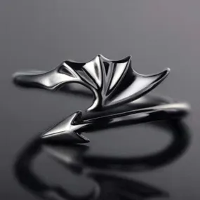 Dragon or Dragon's Tail Ring Black Finish Fashion Adjustable Ring