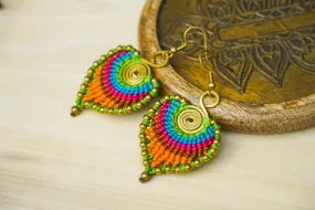 E7786- Micro Macrame Boho Earrings, Handmade Earrings, Hippie Earrings