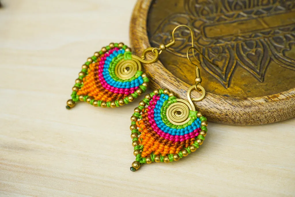 E7786- Micro Macrame Boho Earrings, Handmade Earrings, Hippie Earrings