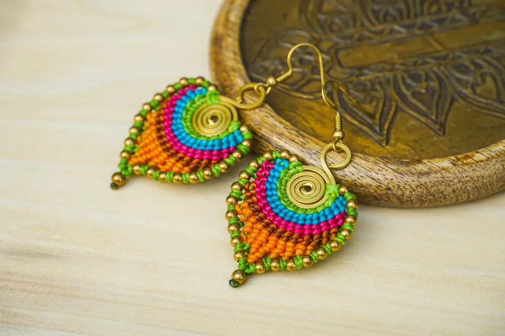 E7786- Micro Macrame Boho Earrings, Handmade Earrings, Hippie Earrings