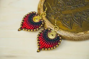 E7805- Micro Macrame Boho Earrings, Handmade Earrings, Hippie Earrings