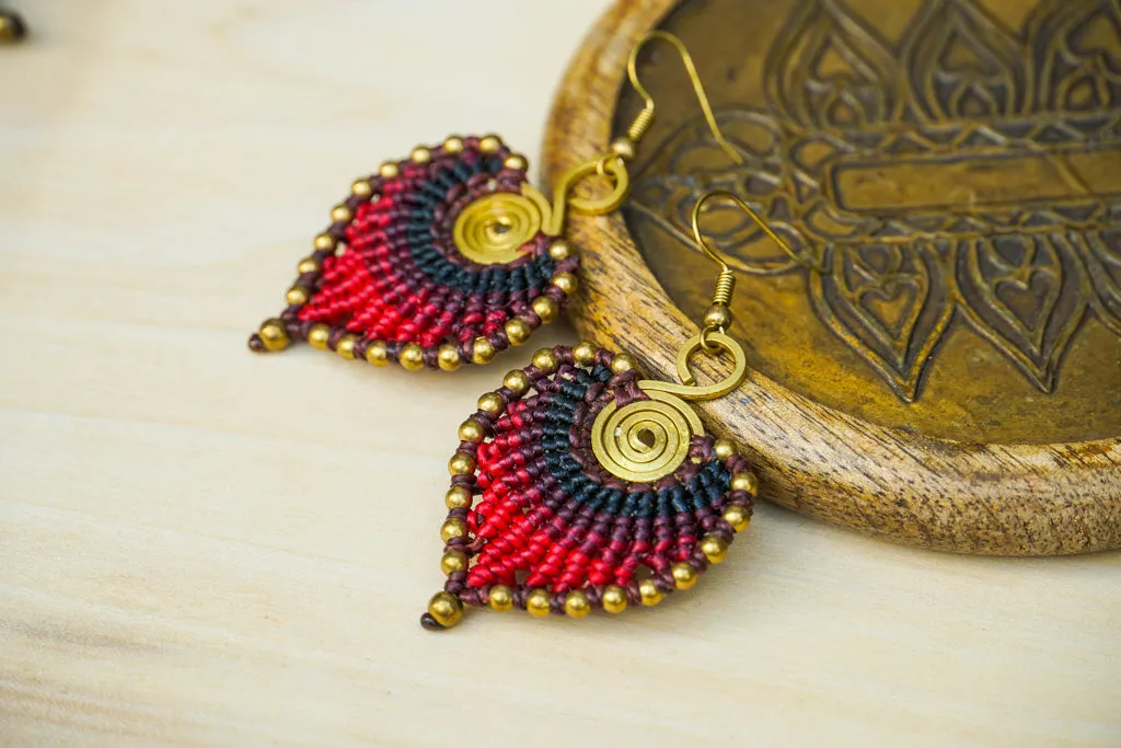 E7805- Micro Macrame Boho Earrings, Handmade Earrings, Hippie Earrings