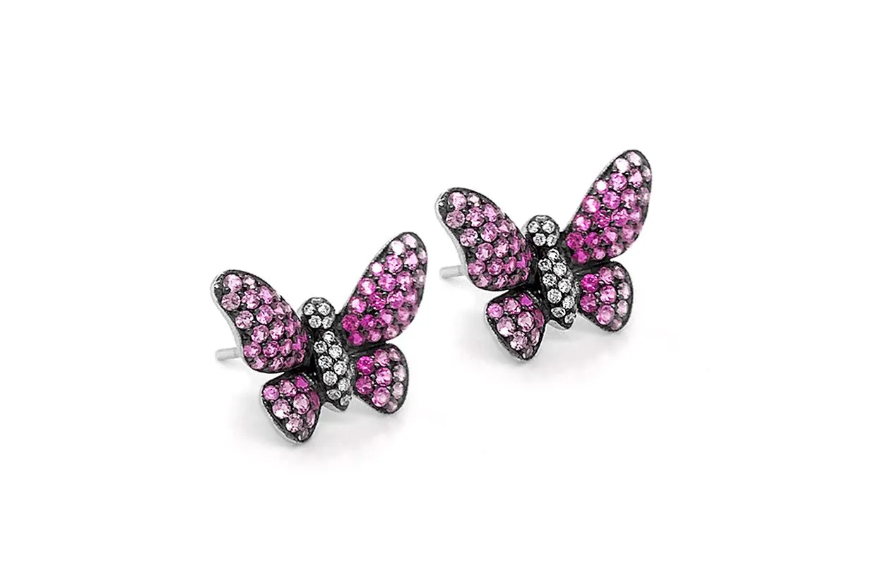 Earrings Butterfly Sapphire & Diamonds in 18kt Gold