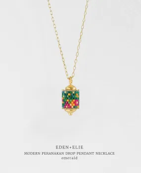 EDEN   ELIE Modern Peranakan drop pendant necklace - emerald