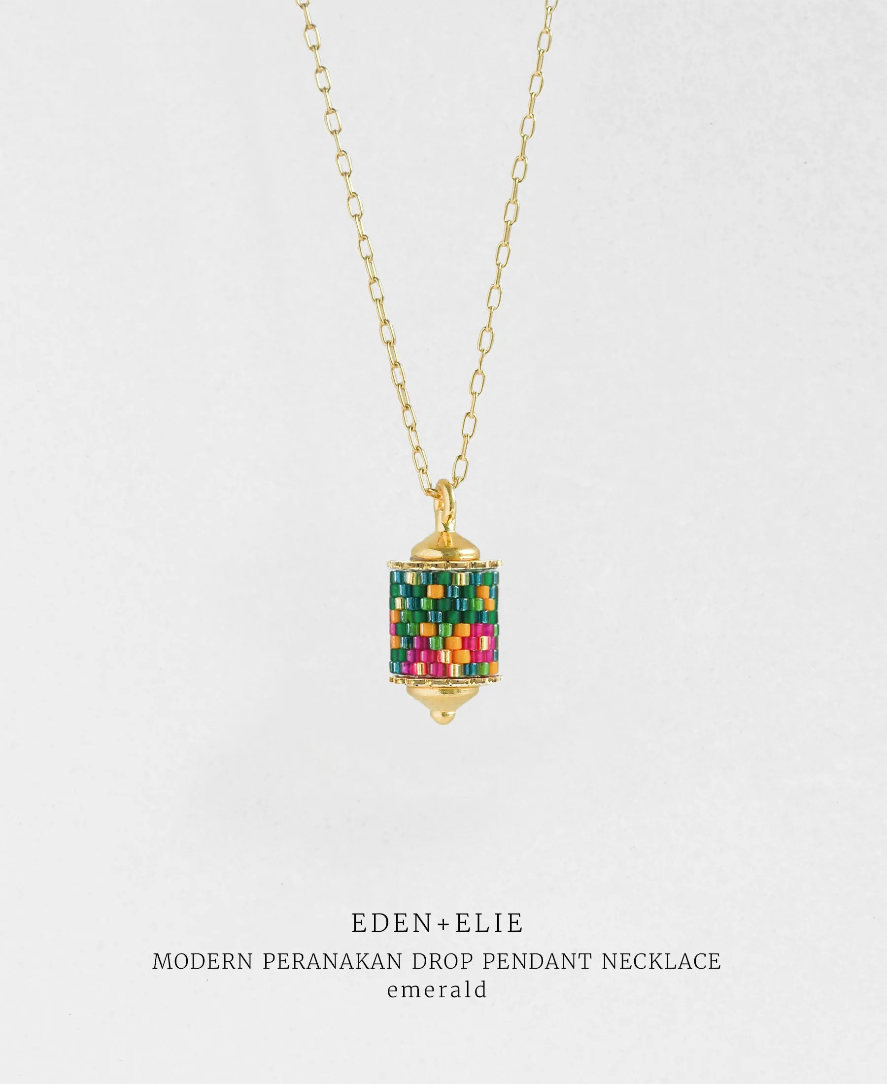 EDEN   ELIE Modern Peranakan drop pendant necklace - emerald