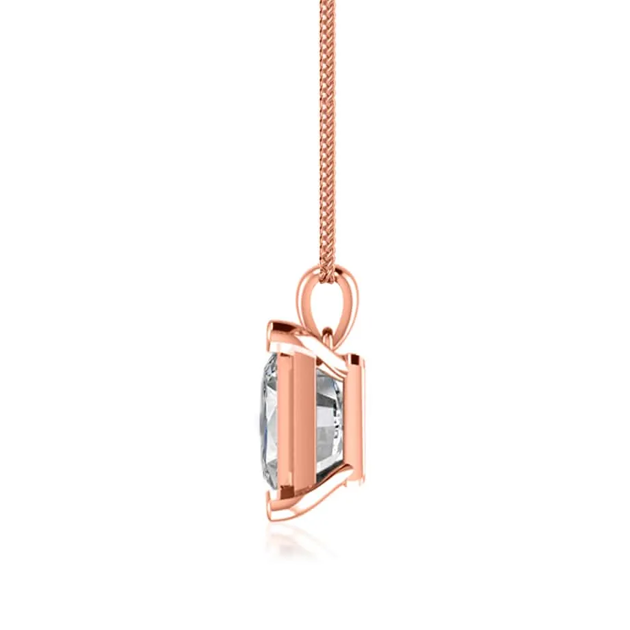 ELIZA - Emerald Cut Lab Diamond 4 Claw Drop Pendant 18k Rose Gold