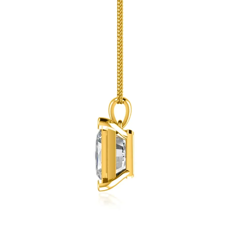 ELIZA - Emerald Cut Lab Diamond 4 Claw Drop Pendant 18k Yellow Gold