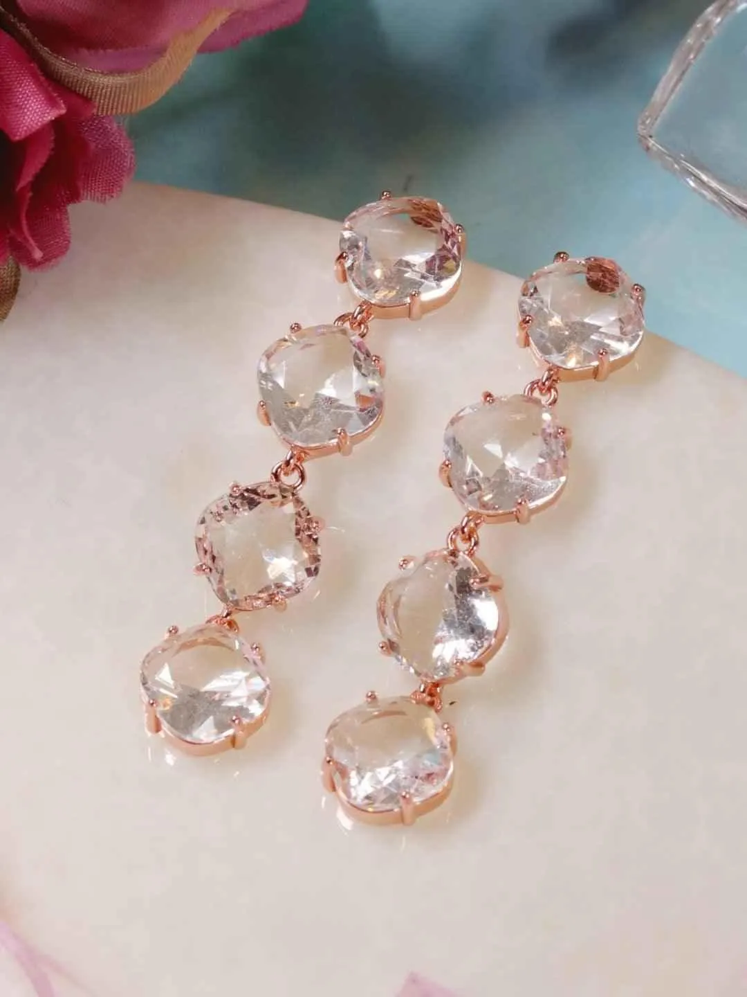 Embellish Long Earrings Rose Gold