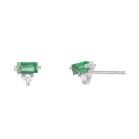 Emerald Baguette And Diamond Earrings