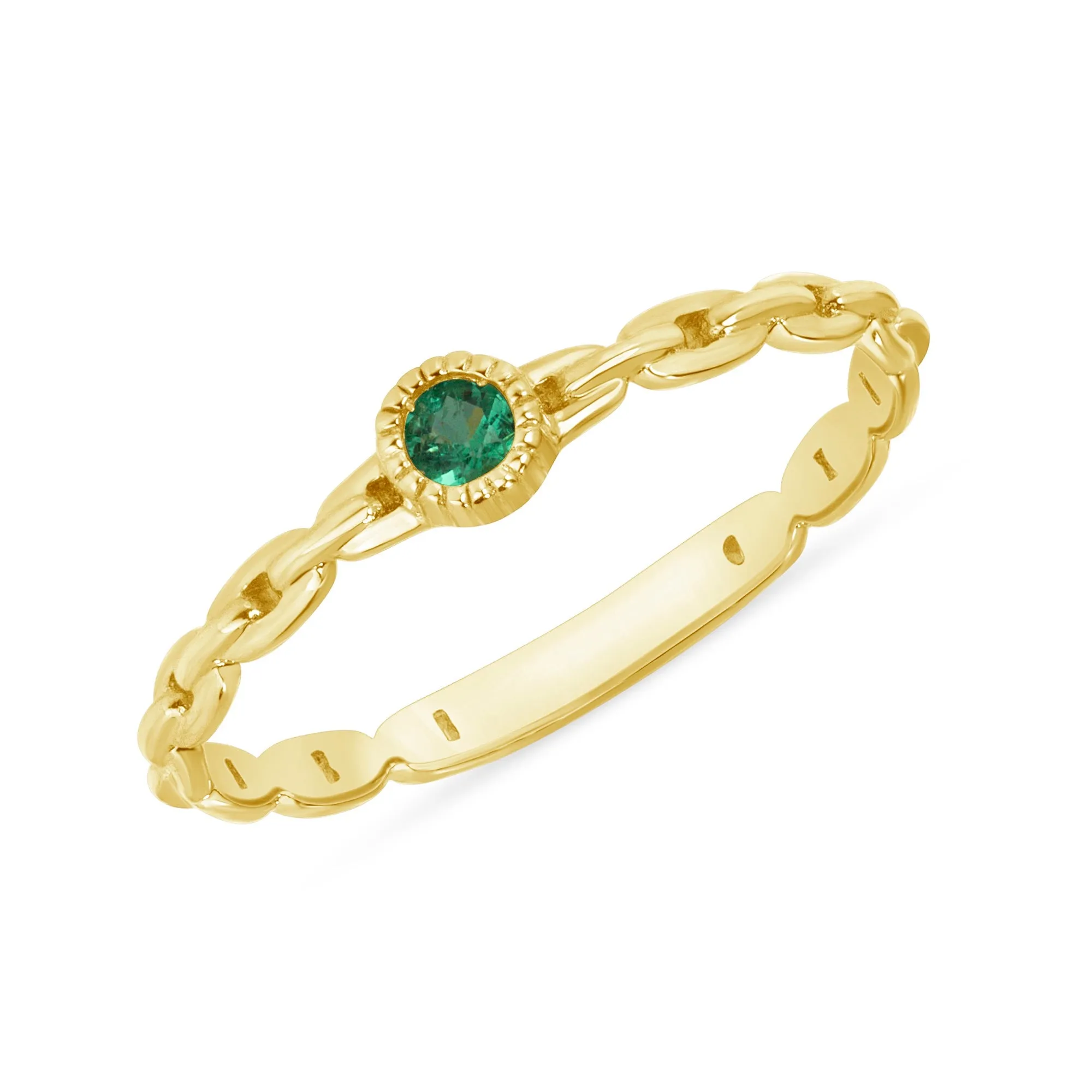 EMERALD BEZEL TEXTURED CHAIN RING