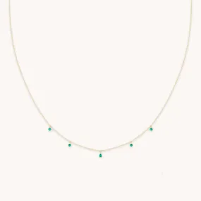 Emerald Charm Necklace in Solid Gold